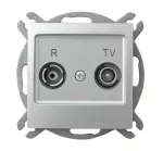 IMPRESJA Gniazdo RTV przelotowe 16-dB - kolor srebro