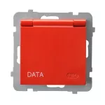 AS Gniazdo bryzgoszczelne z uziemieniem DATA z kluczem uprawniającym IP-44 wieczko w kolorze wyrobu - kolor czerwony
