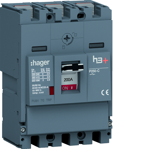 MCCB Rozłącznik mocy h3+ P250 3P 200A